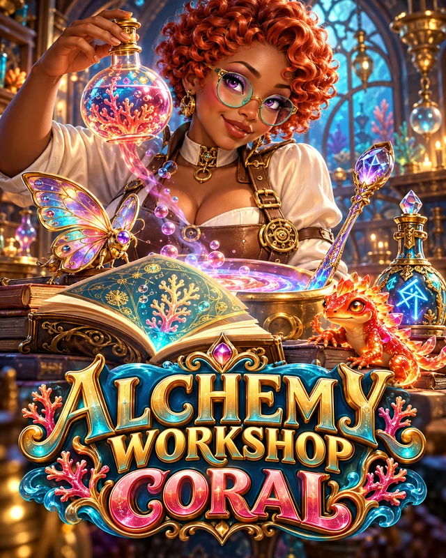 Alchemy Workshop · Coral premium slot artwork