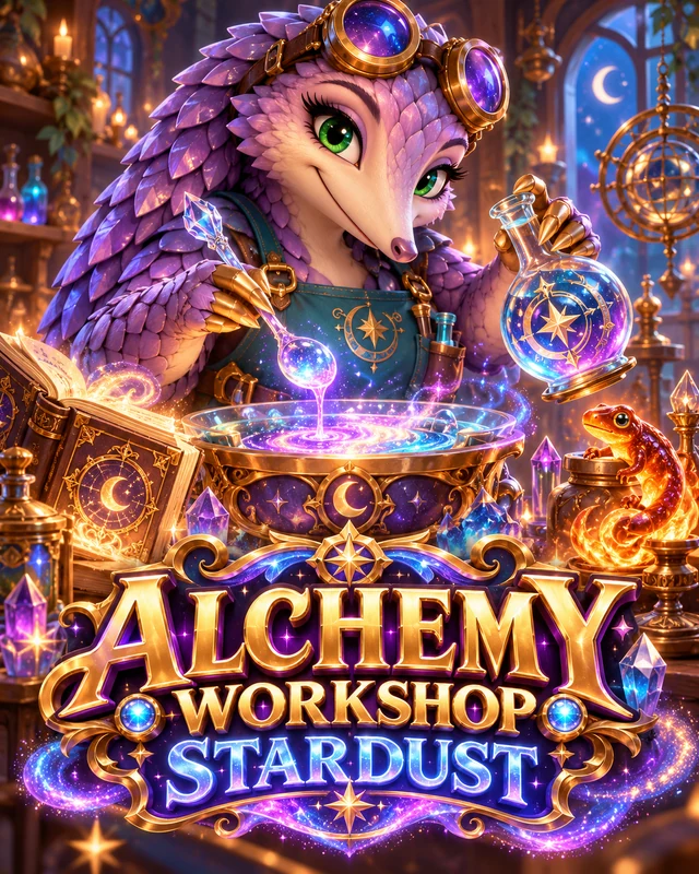 Alchemy Workshop · Stardust premium slot artwork