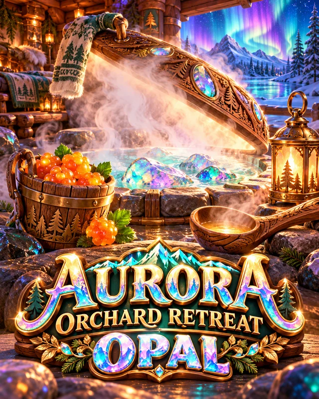 Aurora Orchard Retreat · Opal premium slot artwork