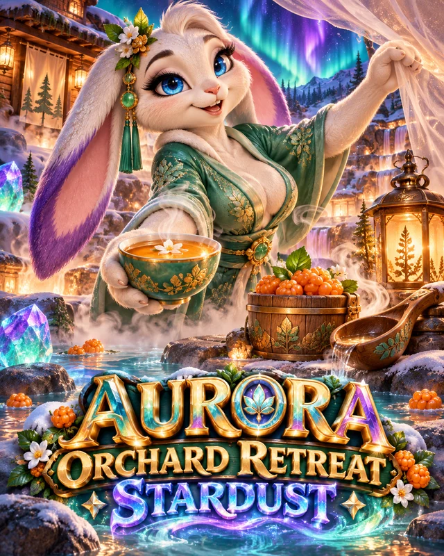Aurora Orchard Retreat · Stardust premium slot artwork