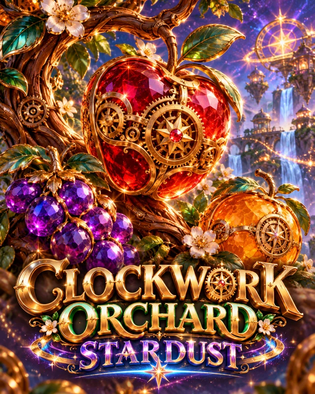 Clockwork Orchard · Stardust premium slot artwork