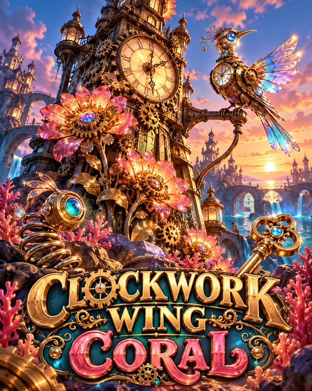 Clockwork Wing · Coral premium slot artwork
