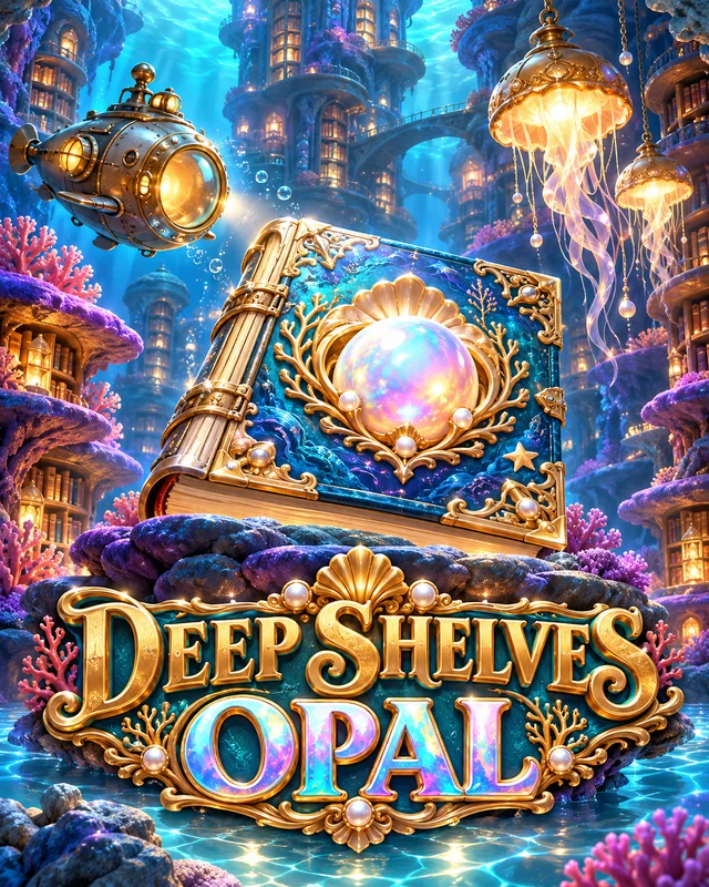 Deep Shelves · Opal premium slot artwork