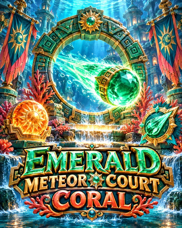 Emerald Meteor Court · Coral premium slot artwork