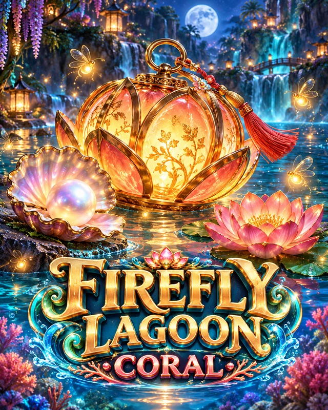 Firefly Lagoon · Coral premium slot artwork