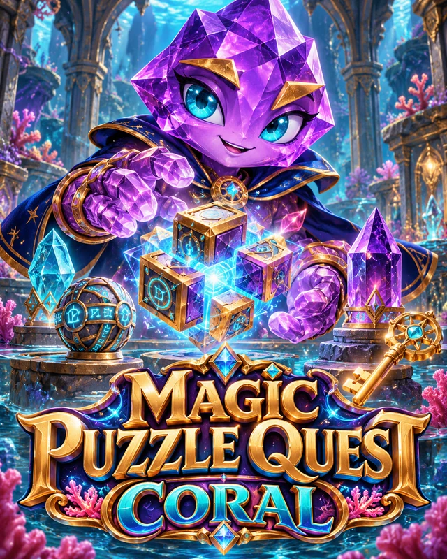 Magic Puzzle Quest · Coral premium slot artwork
