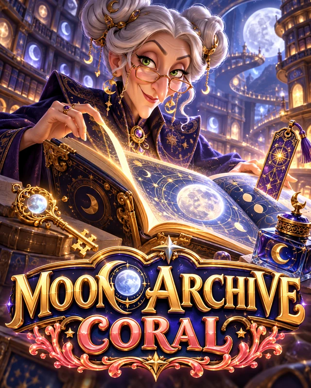 Moon Archive · Coral premium slot artwork