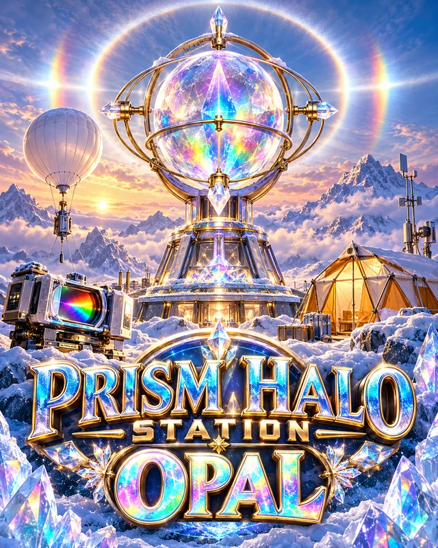 Prism Halo Station · Opal premium slot artwork