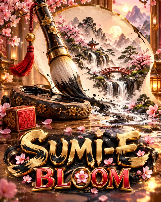 Sumi-e Bloom premium slot artwork