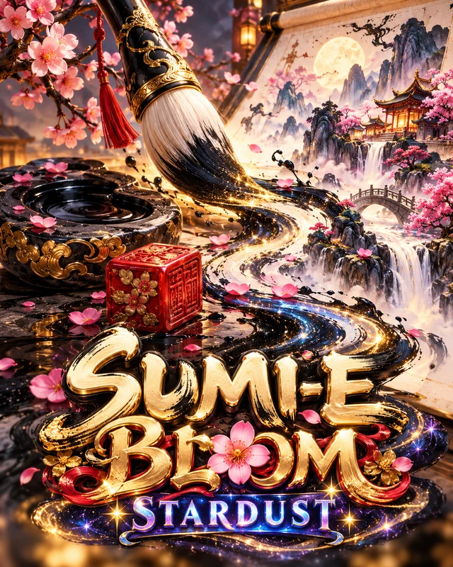 Sumi-e Bloom · Stardust premium slot artwork