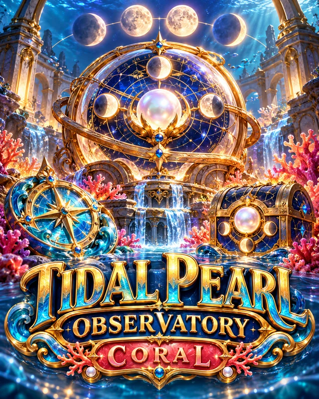 Tidal Pearl Observatory · Coral premium slot artwork
